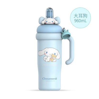 Sanrio Tumbler with Handle Stainless Steel Insulated Cup with Lid & Straw Water Bottle