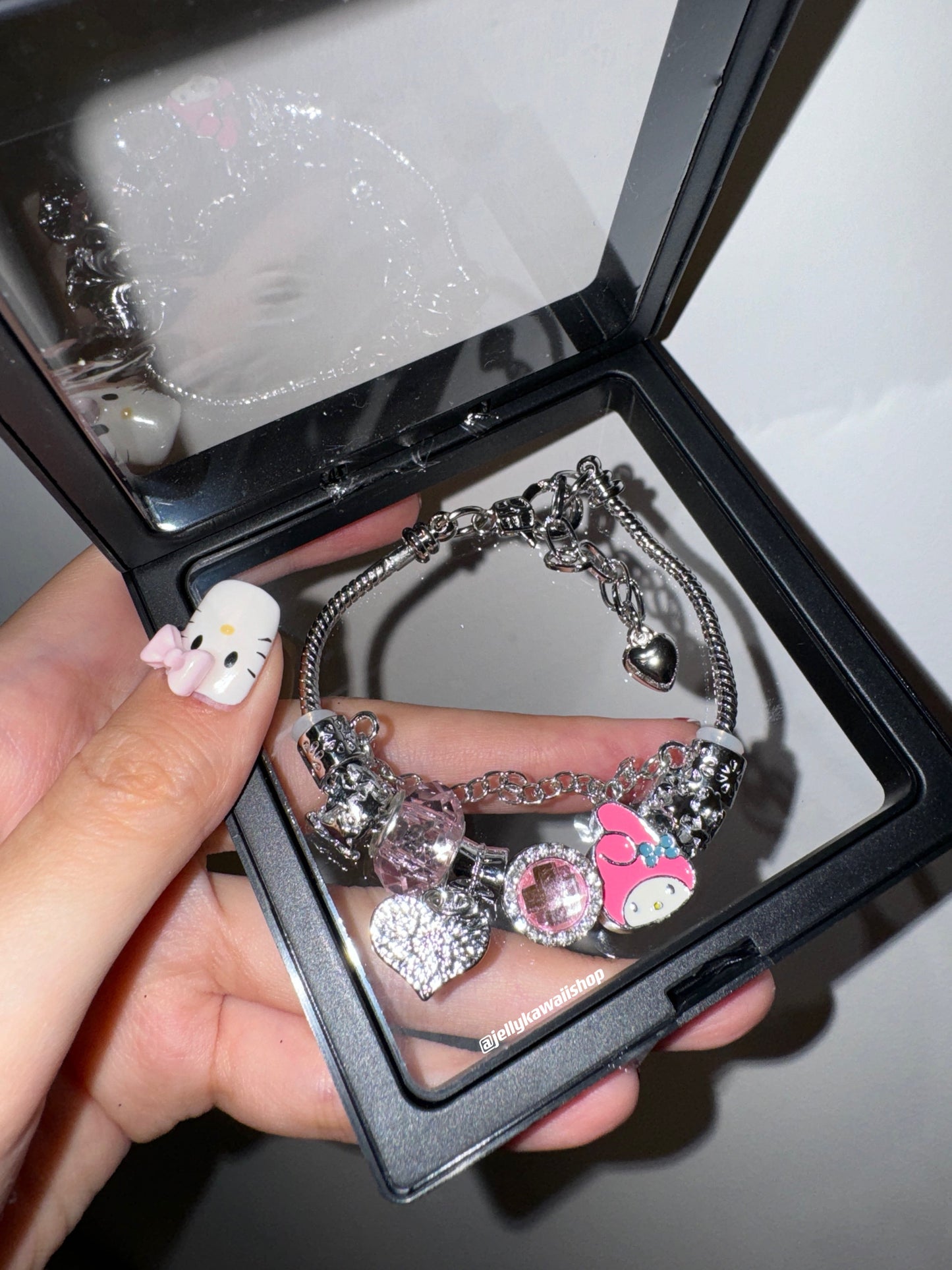 KT Pandora Charm Bracelets Stainless Steel Bangle Bracelet Birthday Christmas Jewelry Gift for Women Girls