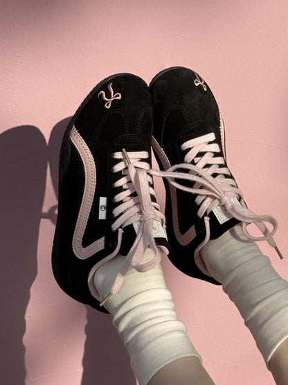 Black Pink Bow Speedcat Sneakers Shoes Casual (Includes three shoe laces)