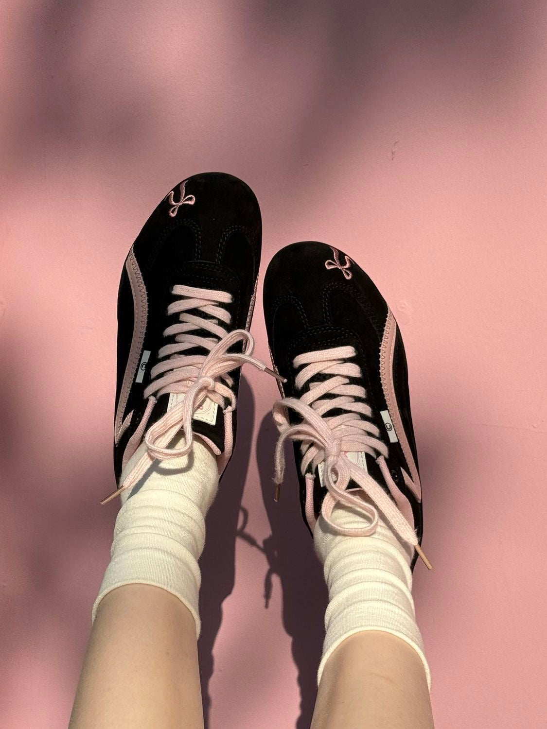 Black Pink Bow Speedcat Sneakers Shoes Casual (Includes three shoe laces)