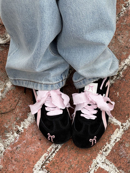 Black Pink Bow Speedcat Sneakers Shoes Casual (Includes three shoe laces)