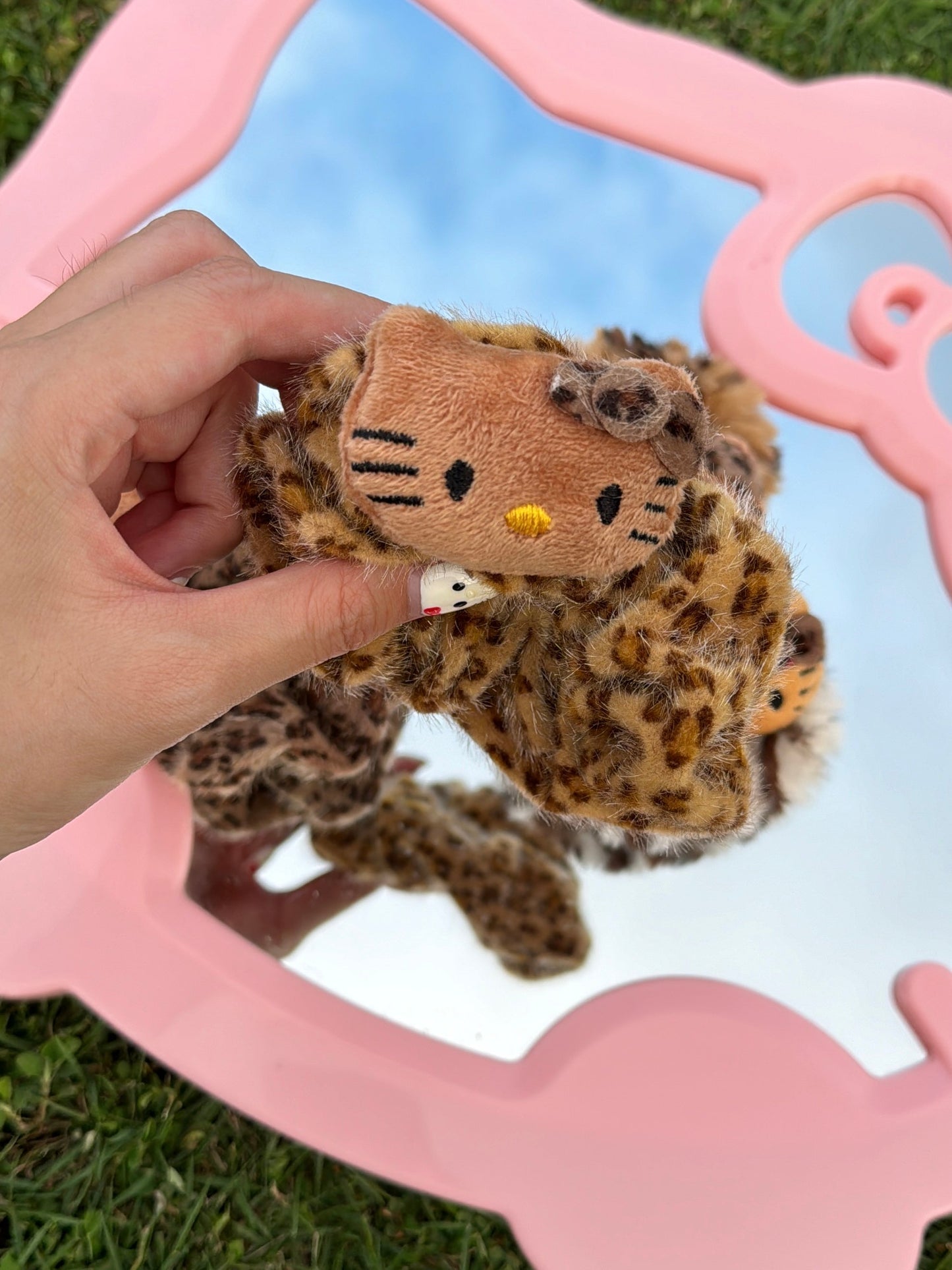 4PCS Hellokitty Leopard Print Cute Plush Hair Tie Hair Rope Hair Accessories