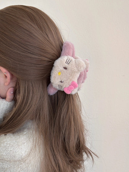 Hellokitty Plush Claw Clip for Thick Hair 2 Pcs