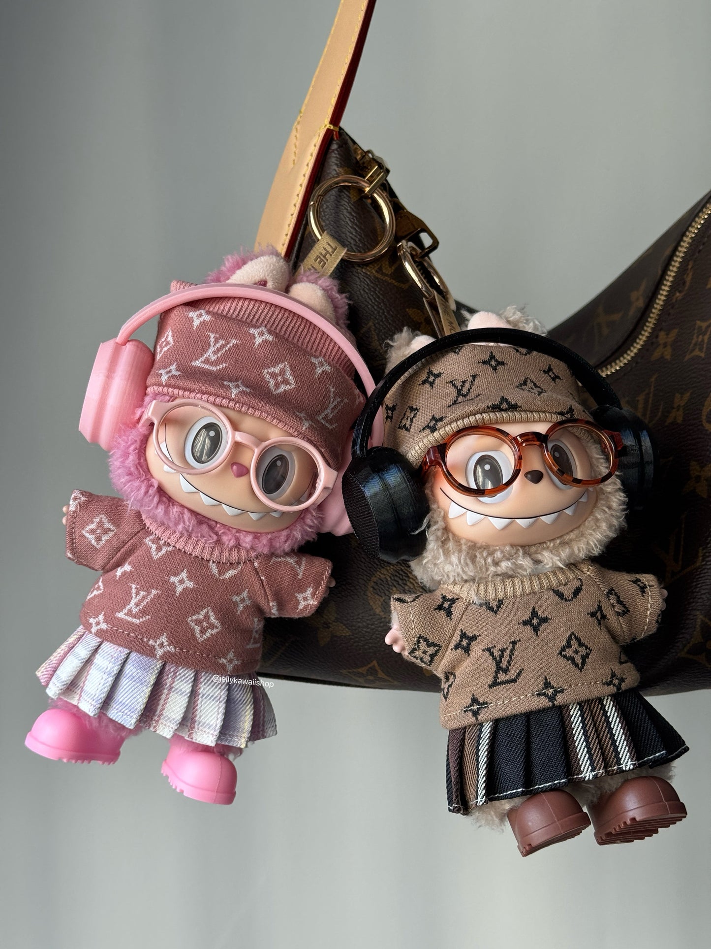 Headphone Set 17cm Labubu Clothes Set(NO DOLL)  Accessories Suit Cute Clothes for Labubu Dress up Unique Style