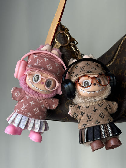 Headphone Set 17cm Labubu Clothes Set(NO DOLL)  Accessories Suit Cute Clothes for Labubu Dress up Unique Style