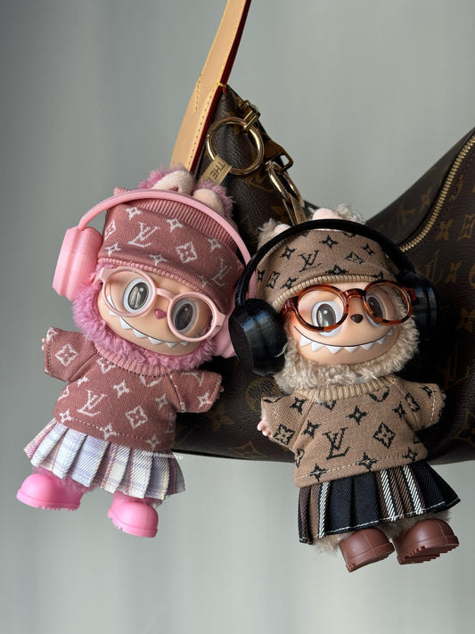 Headphone Set 17cm Labubu Clothes Set(NO DOLL)  Accessories Suit Cute Clothes for Labubu Dress up Unique Style