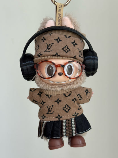 Headphone Set 17cm Labubu Clothes Set(NO DOLL)  Accessories Suit Cute Clothes for Labubu Dress up Unique Style