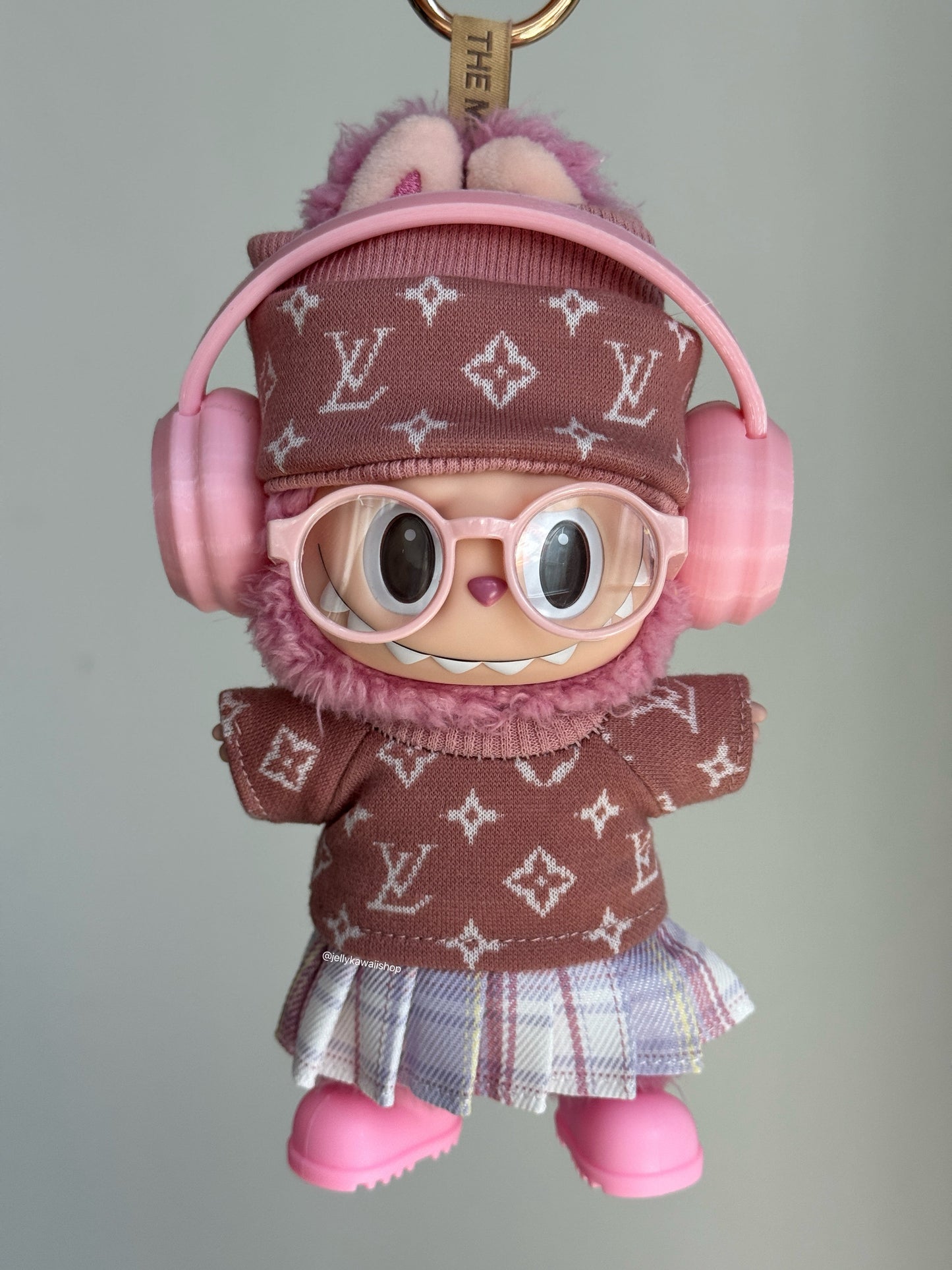 Headphone Set 17cm Labubu Clothes Set(NO DOLL)  Accessories Suit Cute Clothes for Labubu Dress up Unique Style