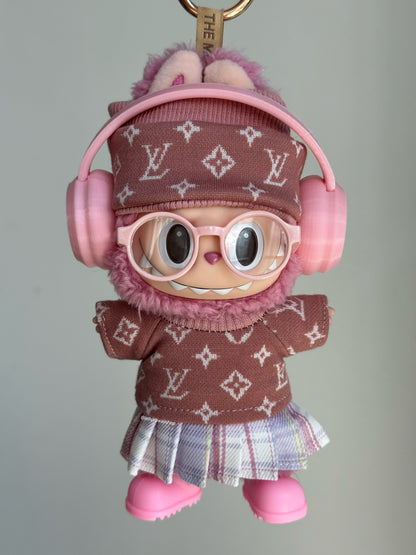 Headphone Set 17cm Labubu Clothes Set(NO DOLL)  Accessories Suit Cute Clothes for Labubu Dress up Unique Style