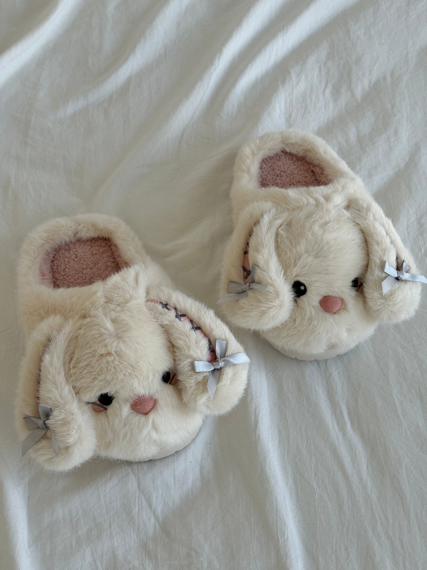 Bunny Fluffy Fuzzy Scuff Slippers Soft Comfy Memory Foam Non-slip Indoor House Shoes