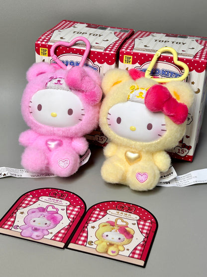 Hello Kitty Teddy Pajama Series Vinyl Plush Keychain Kitty Cat Blind Box Birthday Gift