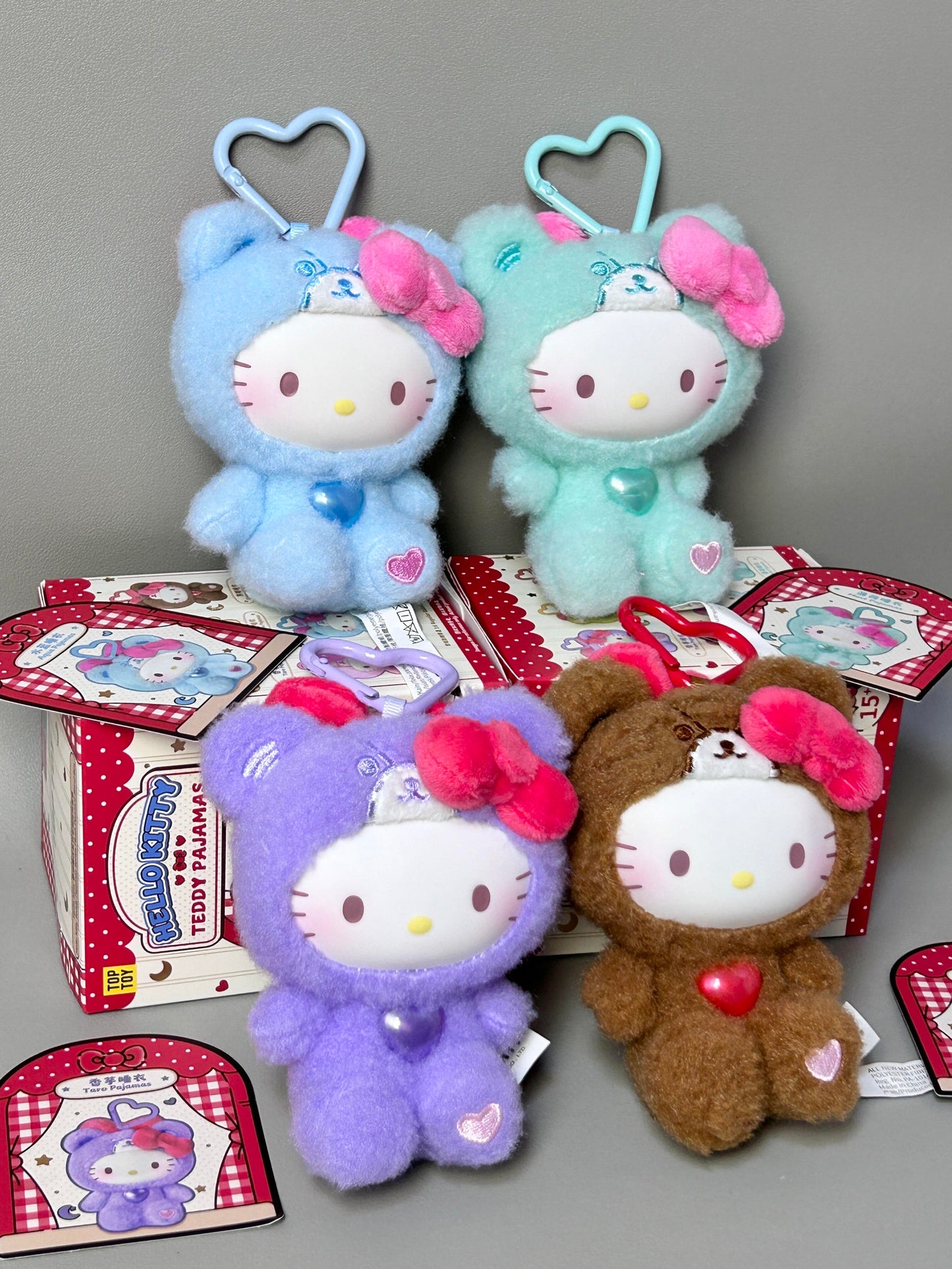 Hello Kitty Teddy Pajama Series Vinyl Plush Keychain Kitty Cat Blind Box Birthday Gift