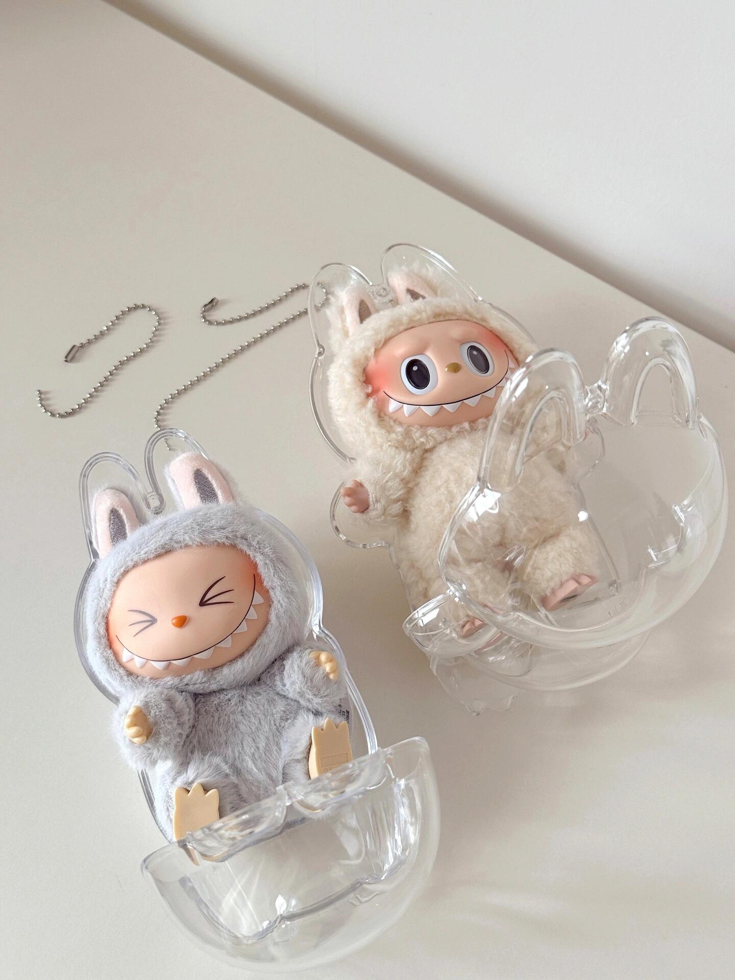 Clear Bag Keychain For 17cm Plush Doll,Hanging Display Case,Protective Case,Plastic PVC Storage Box