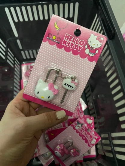 2PCS Sanrio Mini Padlock Lock with Key（hellokitty+mymelody)