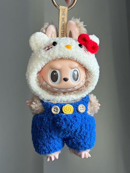 Handmade Knitting Hellokitty outfit clothes for 17cm Labubu