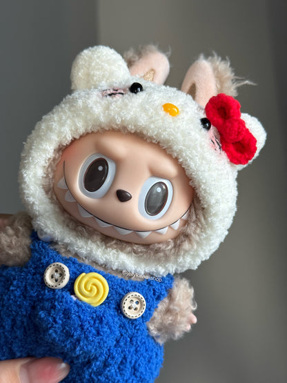 Handmade Knitting Hellokitty outfit clothes for 17cm Labubu