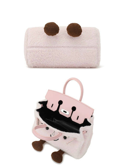 Plush Fluffy Bag Handbags Shoulder Bag Top Handle Satchel Tote Work Bag