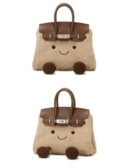 Plush Fluffy Bag Handbags Shoulder Bag Top Handle Satchel Tote Work Bag