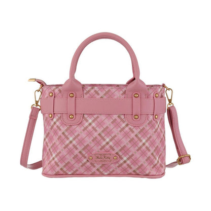 Hellokitty Embroidered Plaid Tote Bag Handbag
