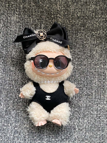 Black Swimsuit Clothes Set(NO DOLL) Accessories Suit Cute Clothes for Labubu Dress up Unique Style