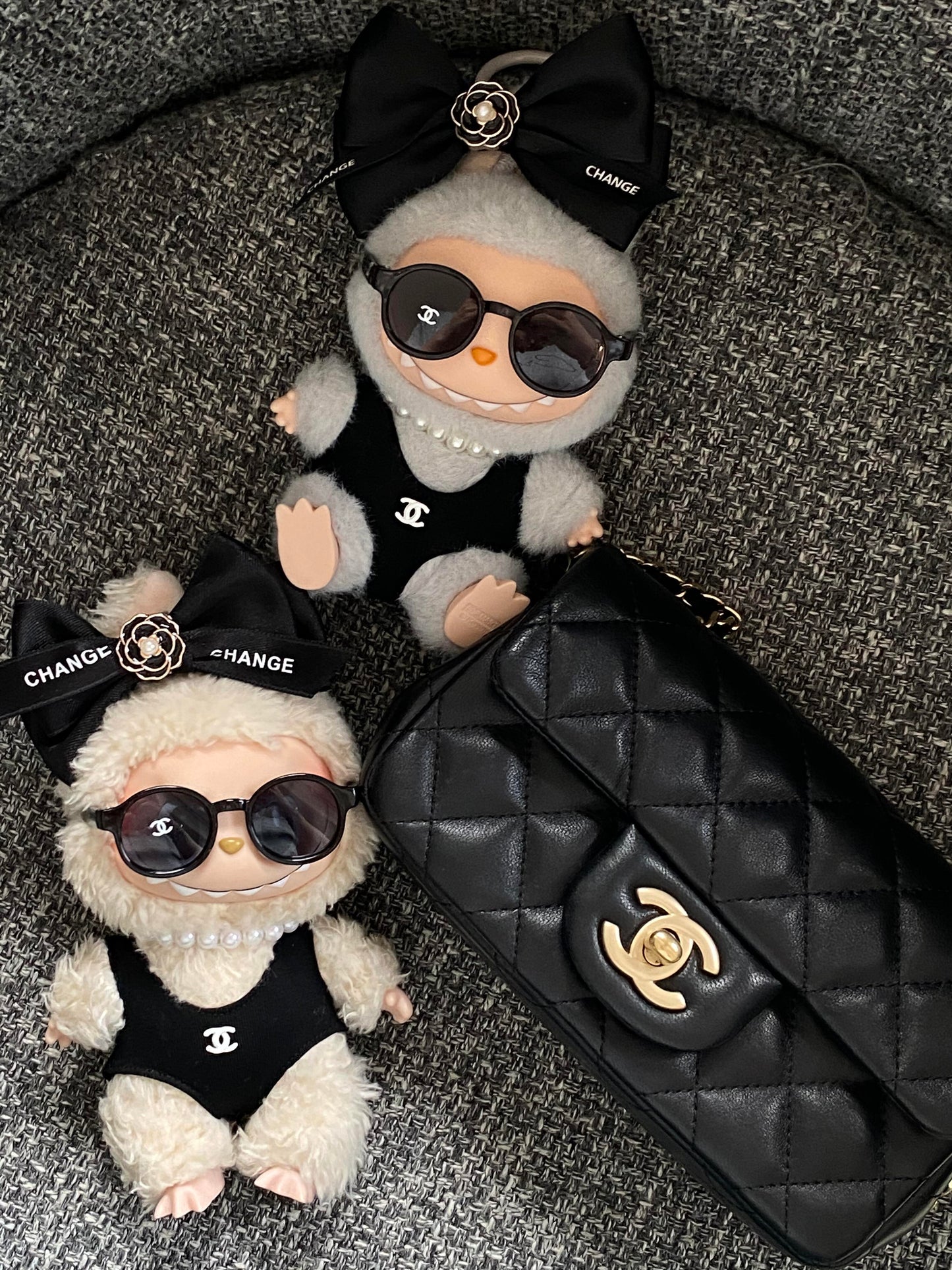 Black Swimsuit Clothes Set(NO DOLL) Accessories Suit Cute Clothes for Labubu Dress up Unique Style