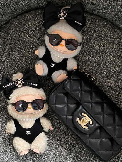 Black Swimsuit Clothes Set(NO DOLL) Accessories Suit Cute Clothes for Labubu Dress up Unique Style