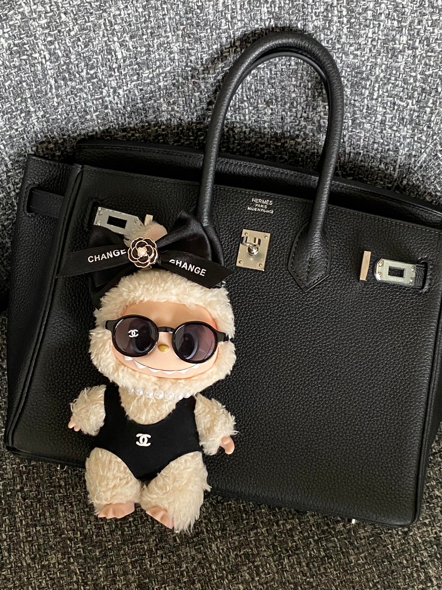 Black Swimsuit Clothes Set(NO DOLL) Accessories Suit Cute Clothes for Labubu Dress up Unique Style