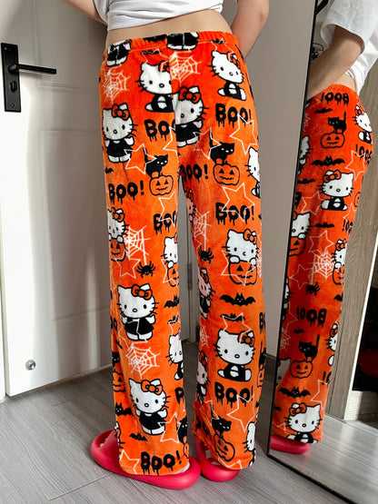 Hellokitty Halloween Pants Pumpkins Ghost Pajama Cute Soft Long Bottoms Women Pjs Pj Jammies Gift