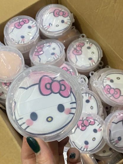 2 Pieces Hellokitty Powder Puff for Face Powder Makeup Puff Cotton Velour Face Puffs with Strap Beauty Tool