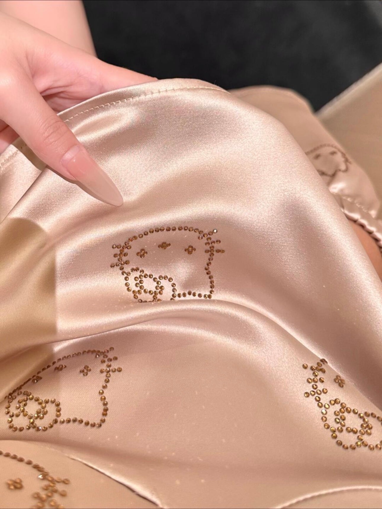 Hellokitty Champagne Satin Pajama Set for Women 2 Piece Silky Lingerie Sleepwear Camisole Pj Shorts Set Soft Nightwear