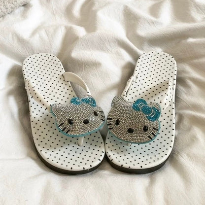 Sparkling Hellokitty Sandals Polka-dot Sole Flip Flops