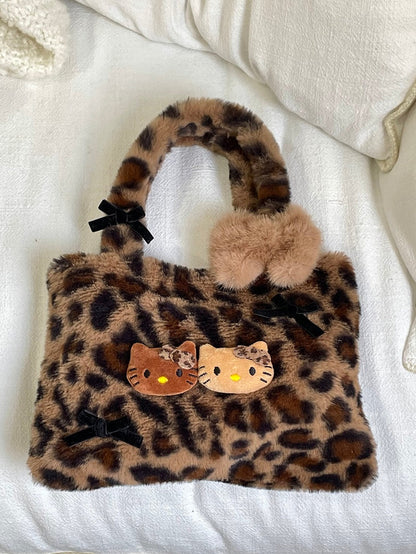 Hellokitty Leopard Print Plush Bag Handbags