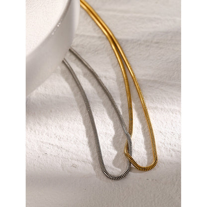 Stainless steel 18k gold-plated snake bone necklace