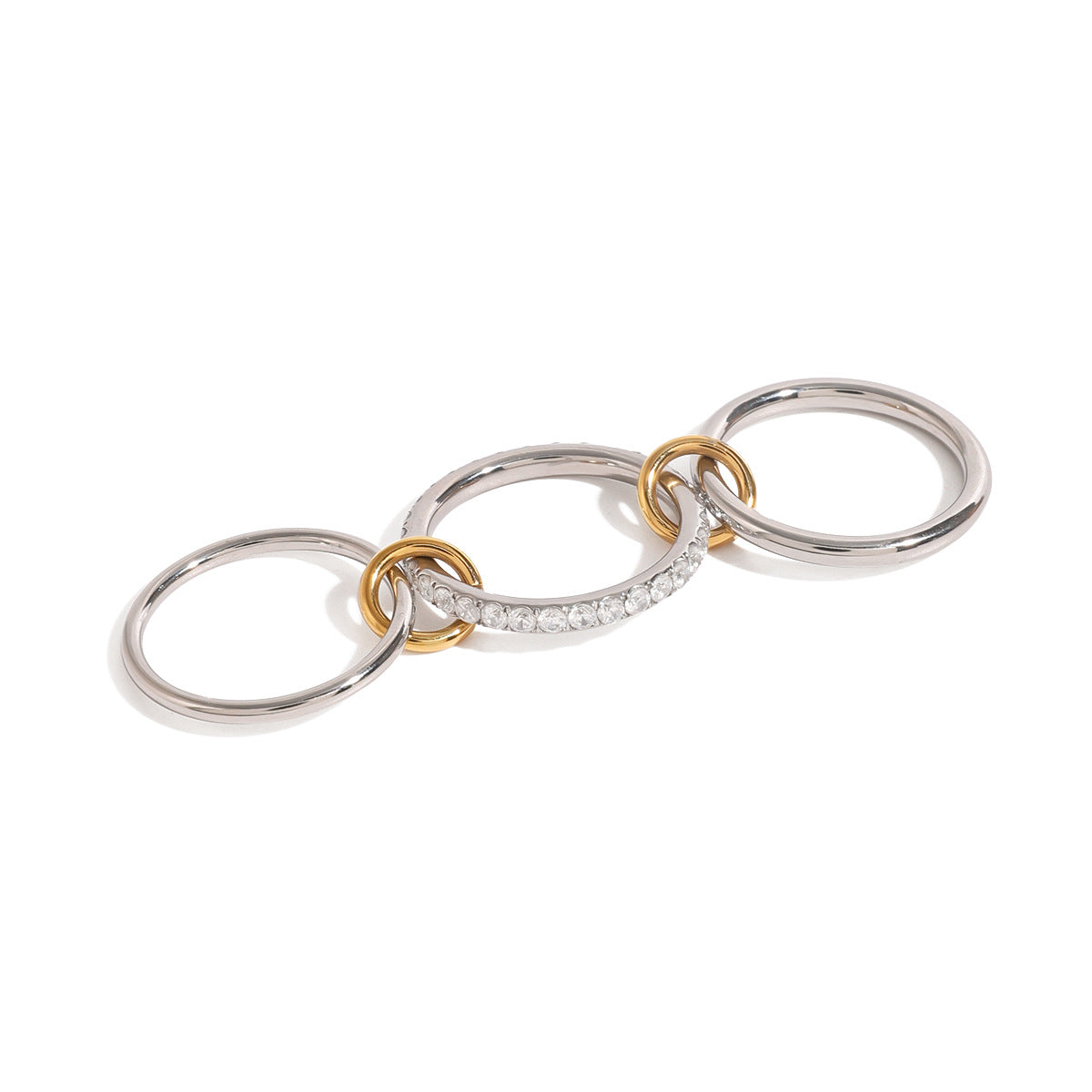 Stainless steel 18k gold-plated stacking plain band rings