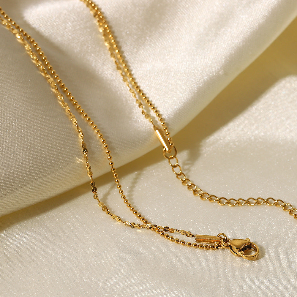 Stainless steel 18k gold-plated double layers necklace