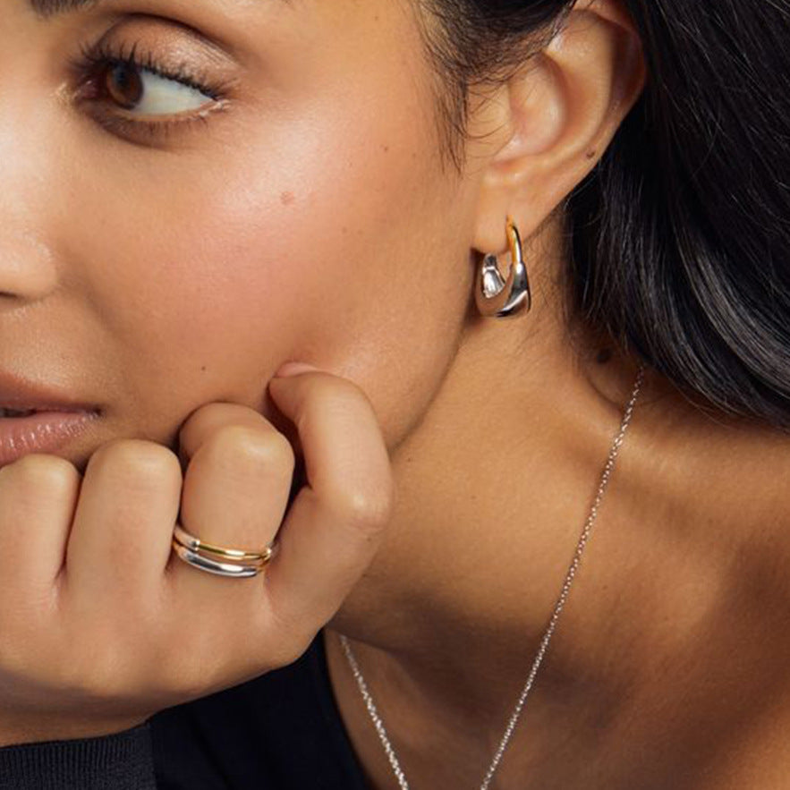 Stainless steel 18k gold-plated huggie earrings