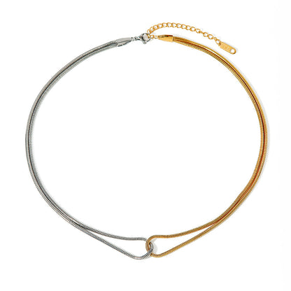 Stainless steel 18k gold-plated snake bone necklace