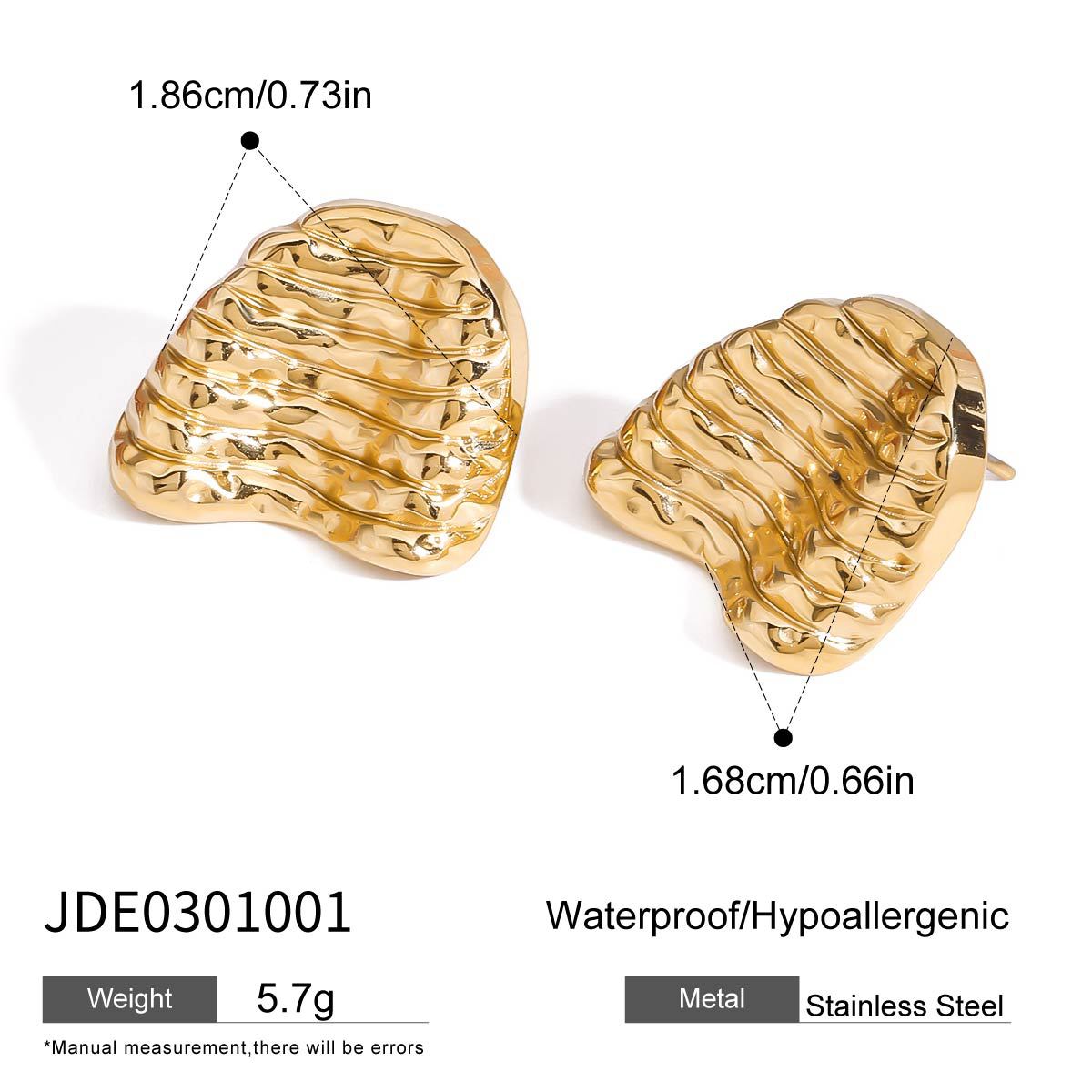 Stainless steel 18k gold-plated earrings