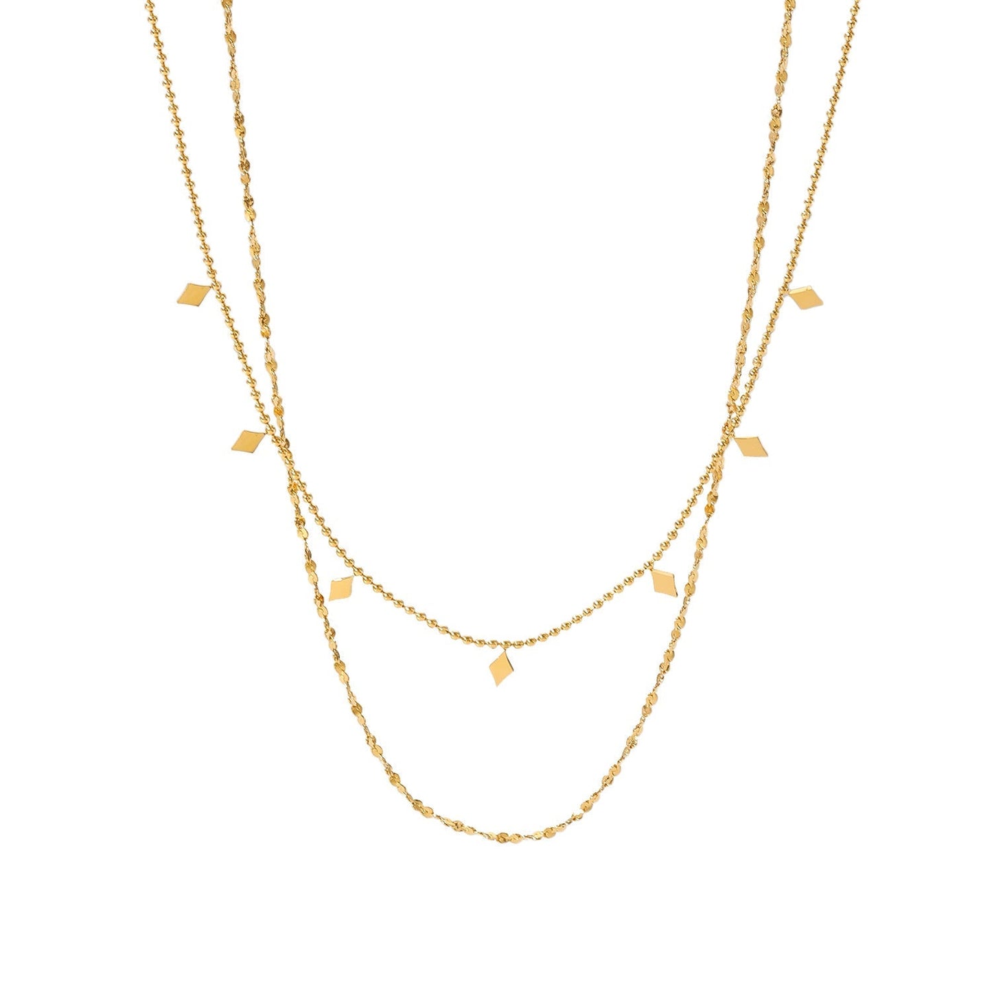 Stainless steel 18k gold-plated double layers necklace