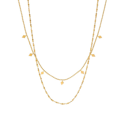 Stainless steel 18k gold-plated double layers necklace