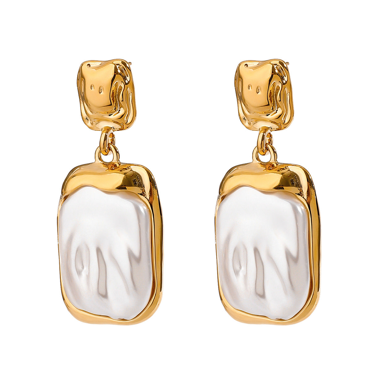 Stainless steel 18k gold-plated pearl earrings