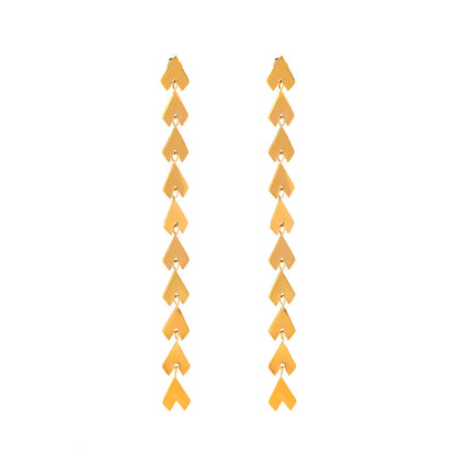 Stainless steel 18k gold-plated tassel earrings