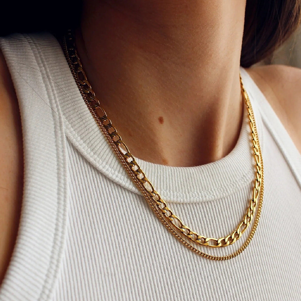 Stainless steel 18k gold-plated collar bone necklace