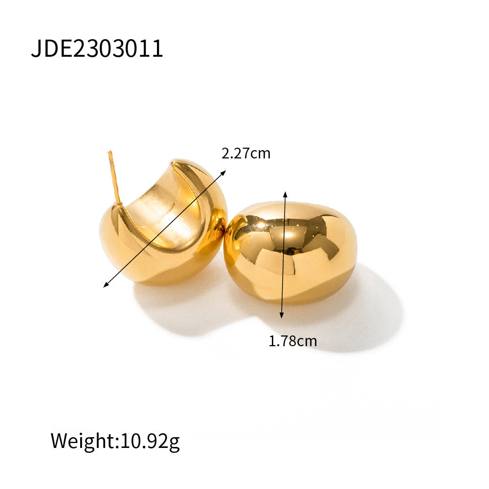 Stainless steel 18k gold-plated c-shaped earrings