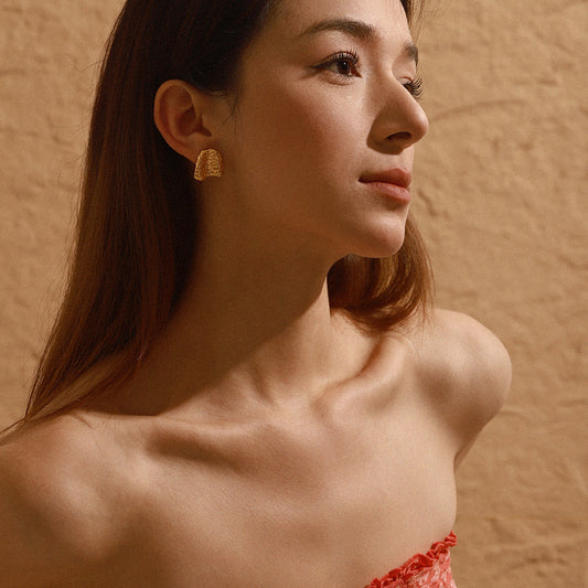 Stainless steel 18k gold-plated earrings