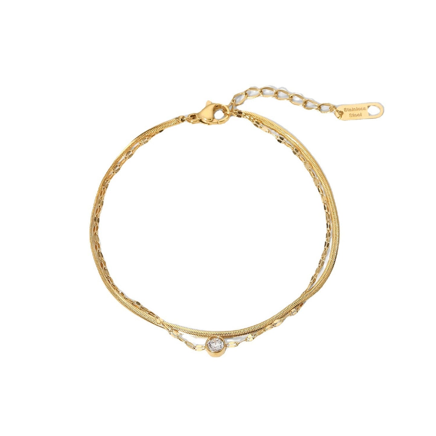 Stainless steel 18k gold-plated double-layer snake bone chain bracelet