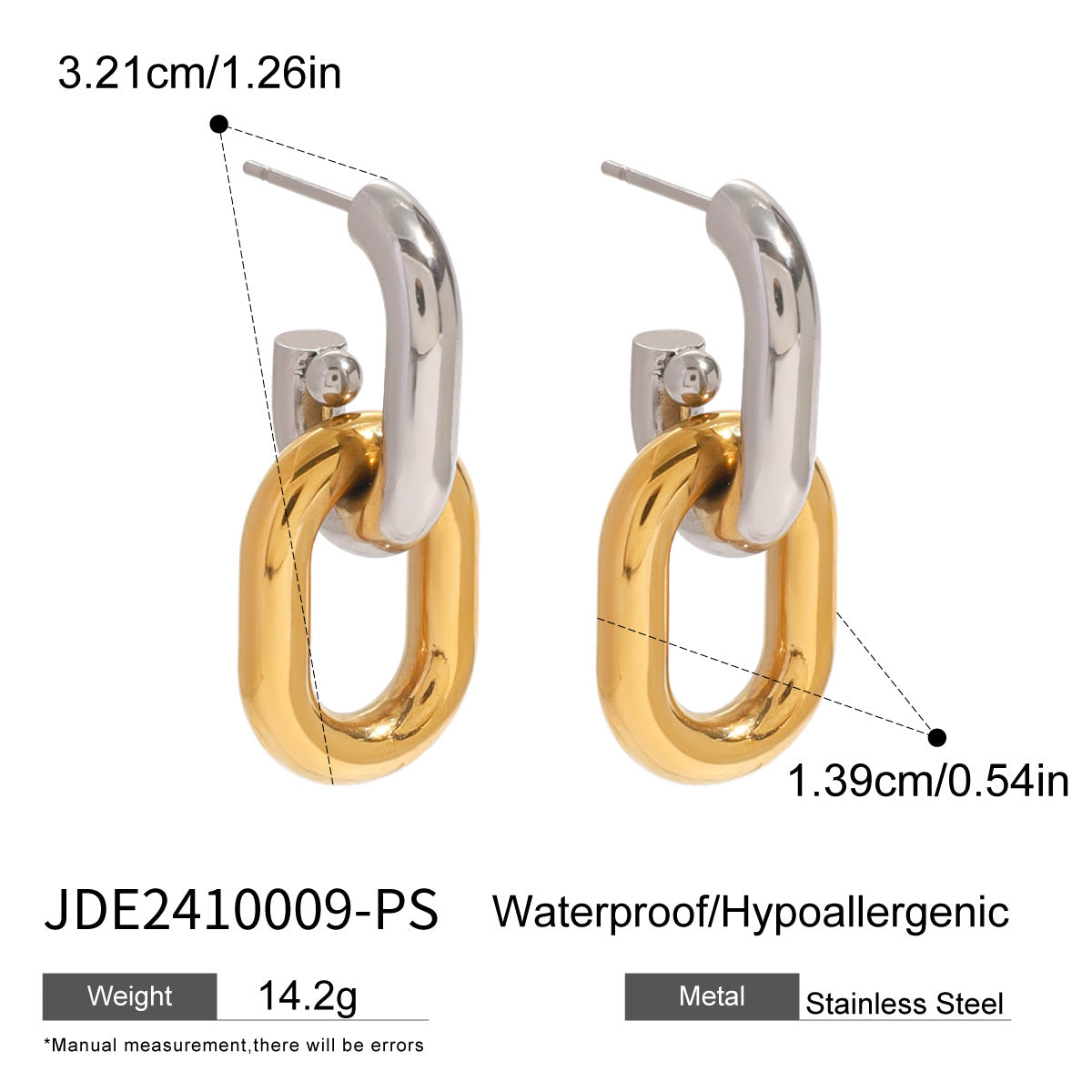 Stainless steel 18k gold-plated color-block earring