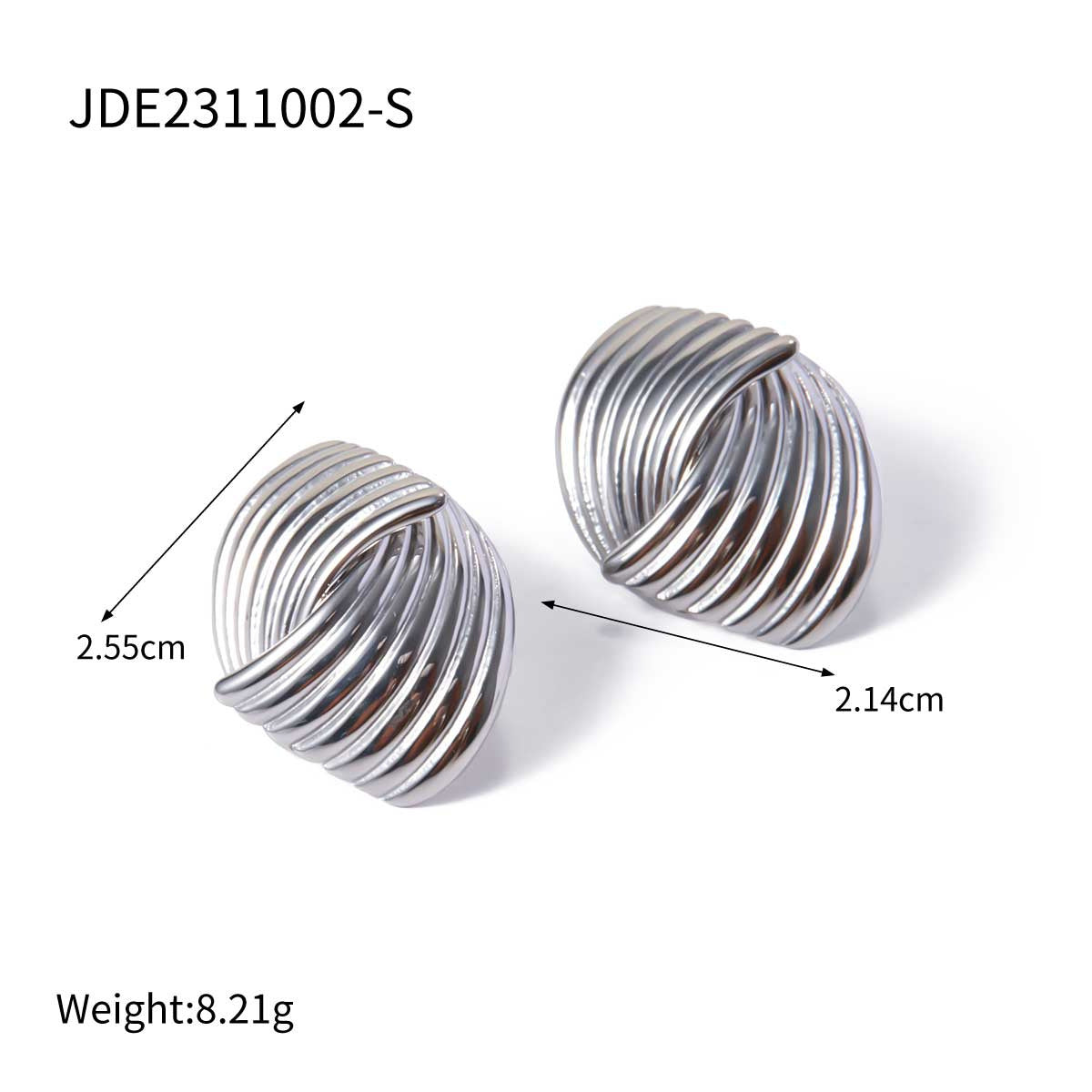 Stainless steel 18k gold-plated stripe textures earrings