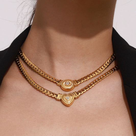 Stainless steel 18k gold-plated collarbone necklace