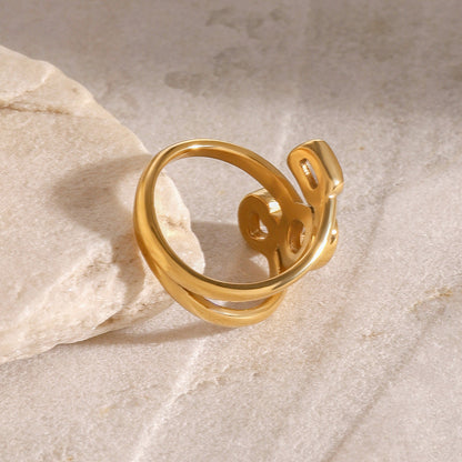 Stainless steel 18k gold-plated zircon heart-shaped ring